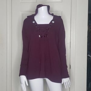 Anthropologie Cable & Gauge Plum Top Small